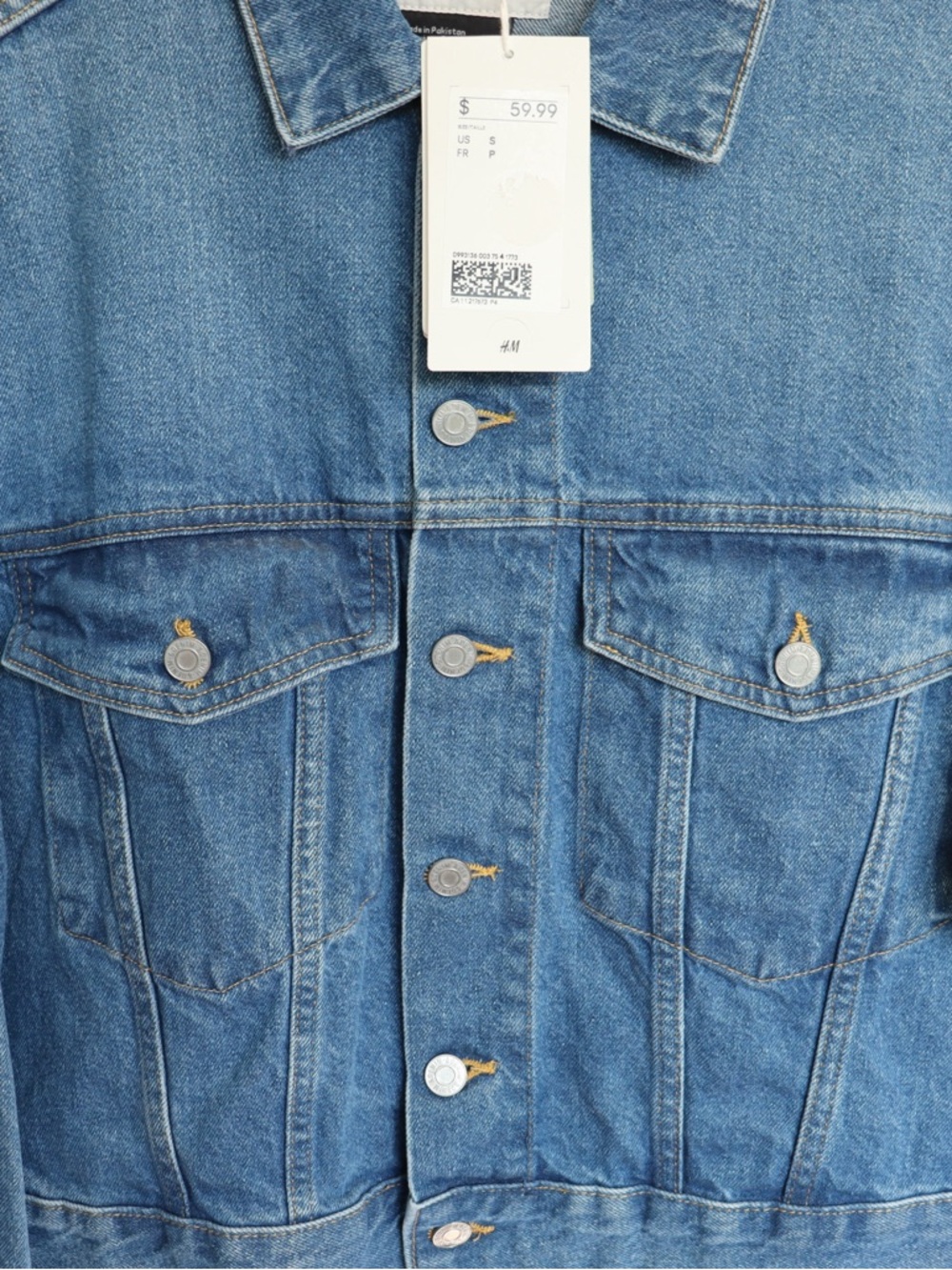 H&M 90s Denim Jacket NWT Women’s Small Blue Cropped Jean Jacket - Picture 5 of 10